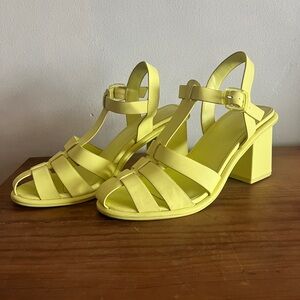 Chartreuse Strappy Block Heel Fisherman Sandals